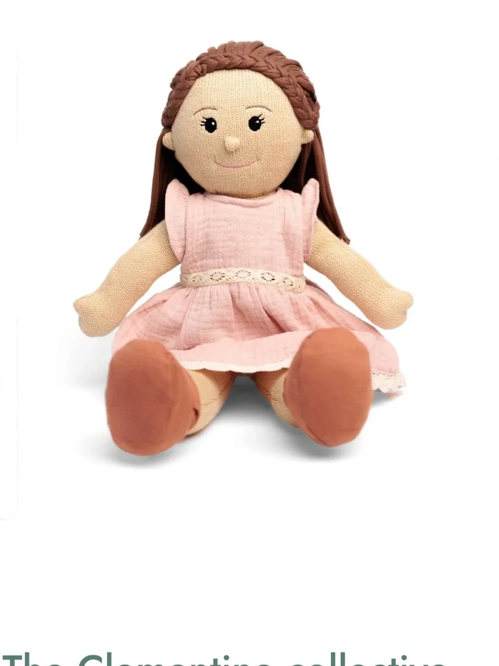 The Clementine Collective Clara Knitted Rag Doll 16” Blush Dress Poppie Toys